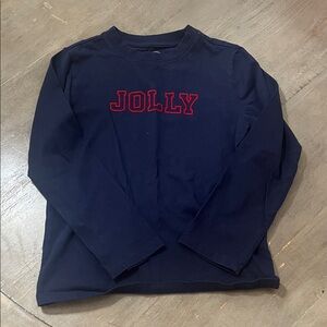 Janie and Jack Navy Long Sleeve Tee with Red Jolly Print
